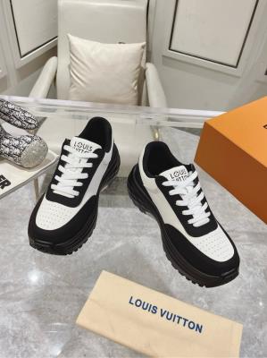 wholesale quality men's louis vuitton trainer black white